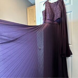 Purple Prom Gown Sequined Bodice Pleated | City Triangles | Formal Gown
